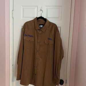 Darius Rucker Los Angles Rams Corduroy Brown Embroidered Button-Up Shirt